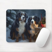 Tapis De Souris Décor de Noël Bernese Mountain Snowy (Avec souris)