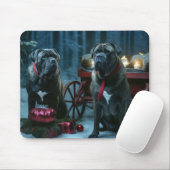 Tapis De Souris Décor de Noël Cane Corso Snowy Sleigh (Avec souris)