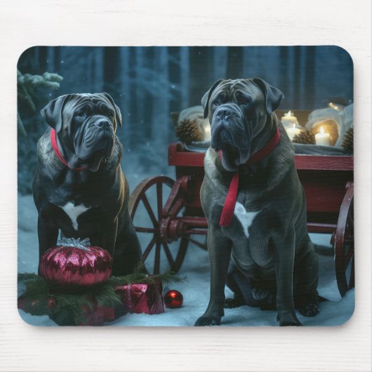Tapis De Souris Décor de Noël Cane Corso Snowy Sleigh (Devant)