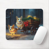 Tapis De Souris Décor de Noël Corgi Snowy Sleigh (Avec souris)