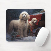 Tapis De Souris Décor de Noël de caniche Snowy (Avec souris)