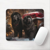 Tapis De Souris Décor de Noël de Terre-Neuve Snowy Sleigh (Avec souris)