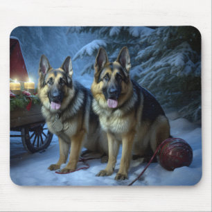 Tapis De Souris Décor de Noël de traîneau enneigé de Berger Allema