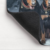 Tapis De Souris Décor de Noël Doberman Snowy Sleigh (Coin)