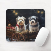 Tapis De Souris Décor de Noël du Biewer Terrier Snowy Sleigh (Avec souris)