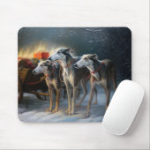 Tapis De Souris Décor de Noël Greyhound Snowy Sleigh (Avec souris)