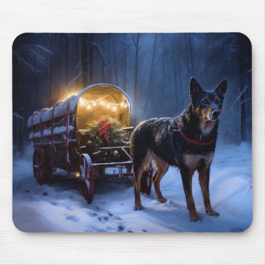 Tapis De Souris Décor de Noël Kelpie Snowy Sleigh (Devant)