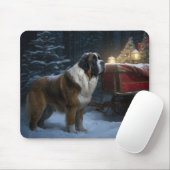 Tapis De Souris Décor de Noël Saint Bernard Snowy Sleigh (Avec souris)
