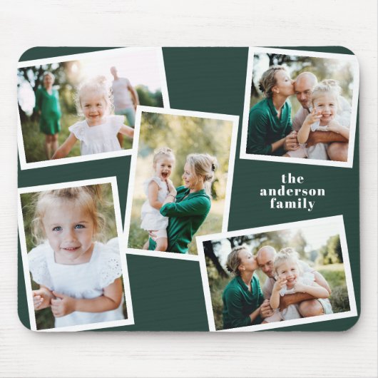 Tapis De Souris Décor familial multi-photo moderne design vert (Devant)