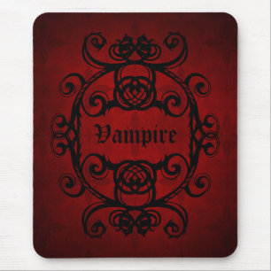 Tapis De Souris Décor rouge et noir de damassé gothique élégan