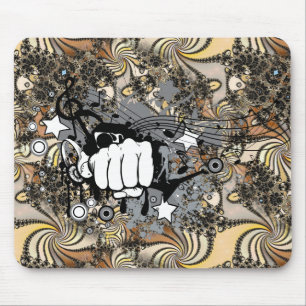 Tapis De Souris Décoration avec image fractale et poing