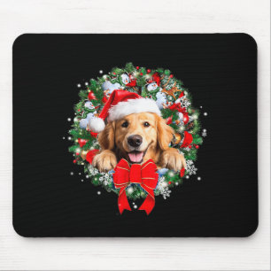 Tapis De Souris Décoration de couronne de Noël Golden Retriever Xm