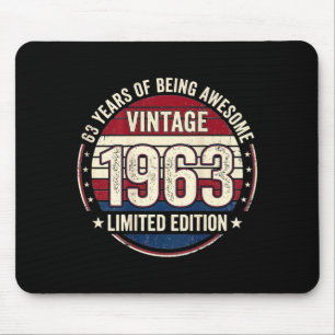 Tapis De Souris Décorations d'anniversaire vintage 63 ans pour hom