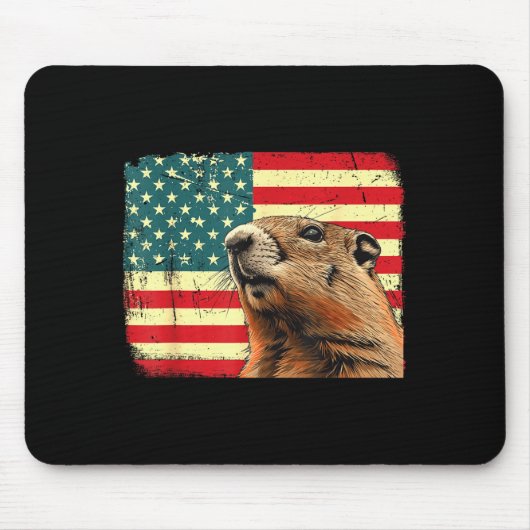 Tapis De Souris Décorations Jour de la marmotte 2025 Drapeau améri (Devant)
