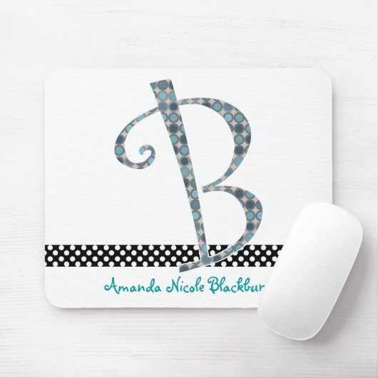 Tapis de souris décoré d'un monogramme - lettre B (Avec souris)