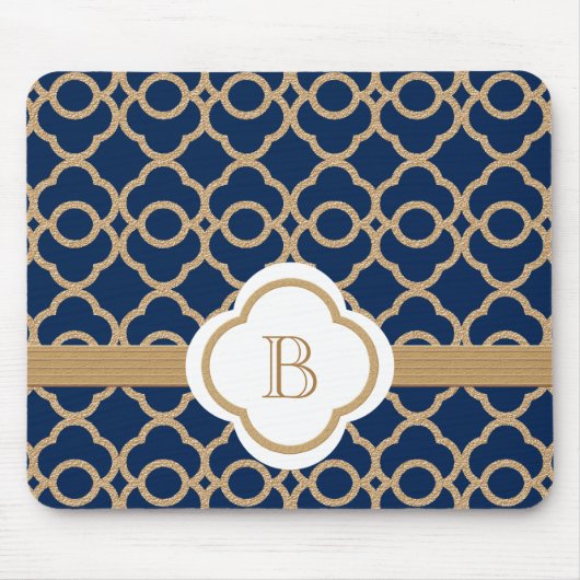 Tapis De Souris Décoré d'un monogramme marocain de saphir et d'or (Devant)