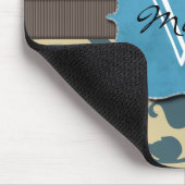Tapis De Souris Décoré d'un monogramme patiné bleu (Coin)