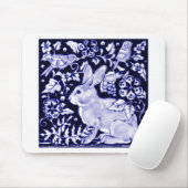 Tapis De Souris Dedham Blue Rabbit, Classic Blue & White Design (Avec souris)
