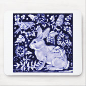 Tapis De Souris Dedham Blue Rabbit, Classic Blue & White Design (Devant)