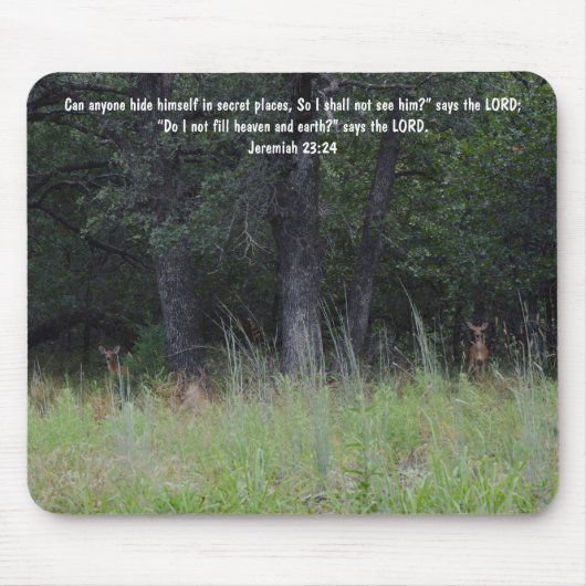 Tapis De Souris Deer Hiding in Forest Faith Bible Verse Jeremiah (Devant)