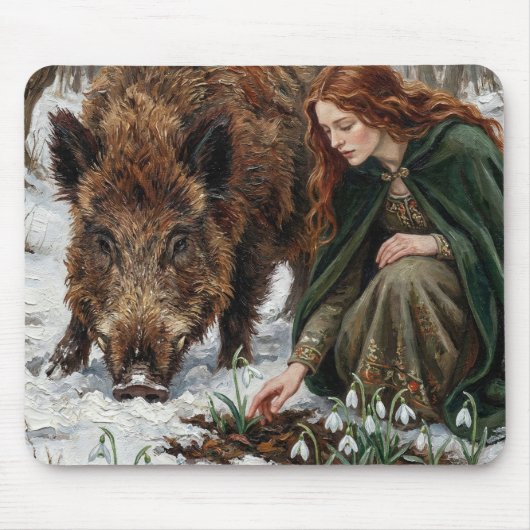 Tapis De Souris Déesse celtique & Sanglier (Devant)