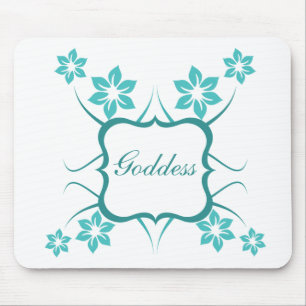 Tapis De Souris Déesse Floral Mousepad, Turquoise