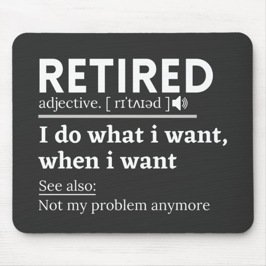 Tapis De Souris définition à la retraite, drôle de retraite, retra (Devant)
