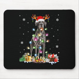 Tapis De Souris Déguisement de Noël pour Grand Danois avec chapeau