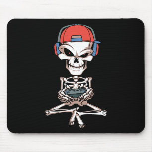 Tapis De Souris Déguisement drôle de gamer avec crâne de squelette