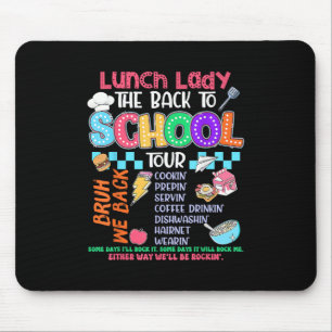 Tapis De Souris Déjeuner Dame Retour À L'École Tour Cafétéria Équi