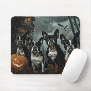 Tapis De Souris Délice de nuit d'Halloween pour chien Boston Terri