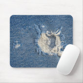 Tapis De Souris Denim bleu effiloché (Avec souris)