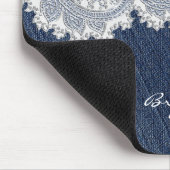 Tapis De Souris Denim Jean & White Lace Élégante Pad Souris (Coin)
