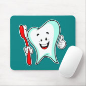 Tapis De Souris Dent mignonne heureuse de bande dessinée avec une (Avec souris)