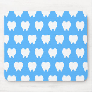 Tapis De Souris Dent simple blanche avec motif bleu clair – Propre