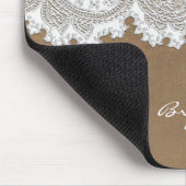 Tapis De Souris Dentelle blanche et Brown rustique chic pays éléga (Coin)