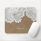 Tapis De Souris Dentelle blanche et Brown rustique chic pays éléga (Avec souris)