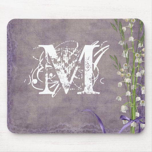 Tapis De Souris Dentelle blanche Monogramme initial Panier de la s (Devant)