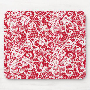 Tapis De Souris Dentelle blanche sur rouge