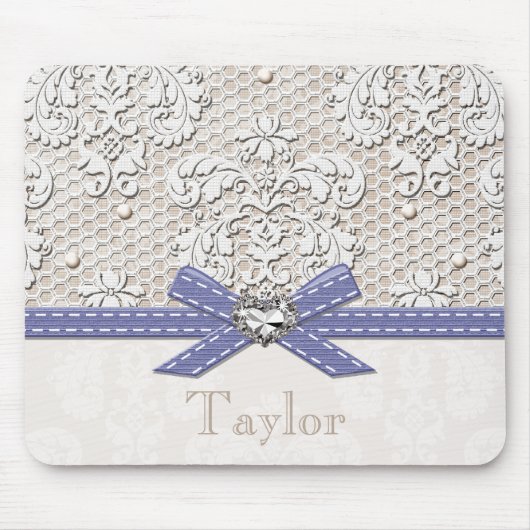 Tapis De Souris Dentelle et perles vintages pourpres (Devant)