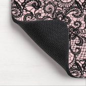 Tapis De Souris Dentelle noire sur rose vif (Coin)