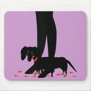 Tapis De Souris Des filles de la nuit collier de rouge de teckel -