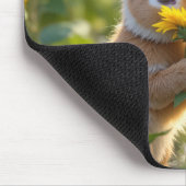 Tapis De Souris Des lapins odorent un tournesol jaune (Coin)