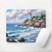 Tapis De Souris Des vagues s'écrasent sur le rivage (Avec souris)