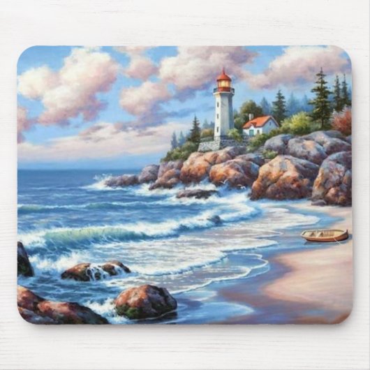 Tapis De Souris Des vagues s'écrasent sur le rivage (Devant)