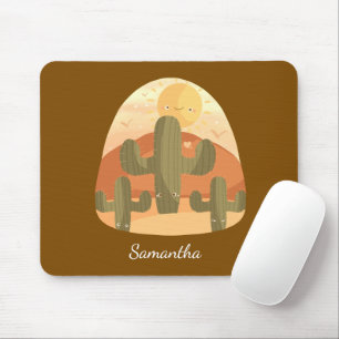 Tapis De Souris Désert de cactus avec soleil