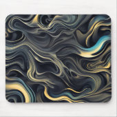 Tapis De Souris Design Abstrait de fumée d'or sur noir (Devant)