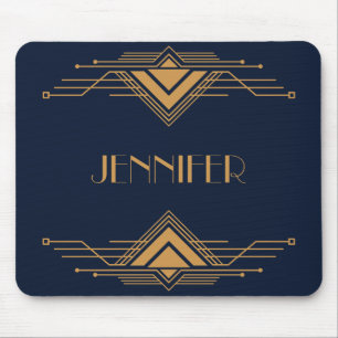 Tapis De Souris Design Art Déco élégant et géométrique or