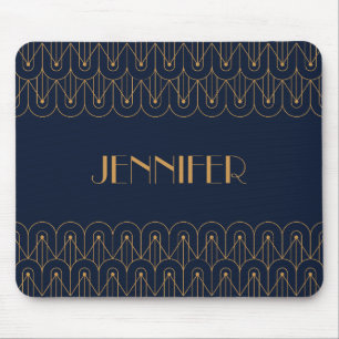 Tapis De Souris Design Art Déco élégant et géométrique or