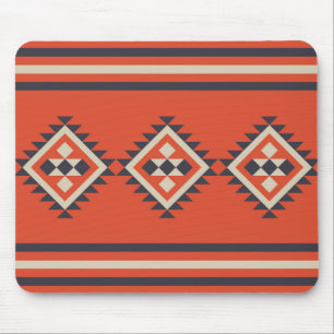 Tapis De Souris Design aztèque dans les tons orange, beige et bleu